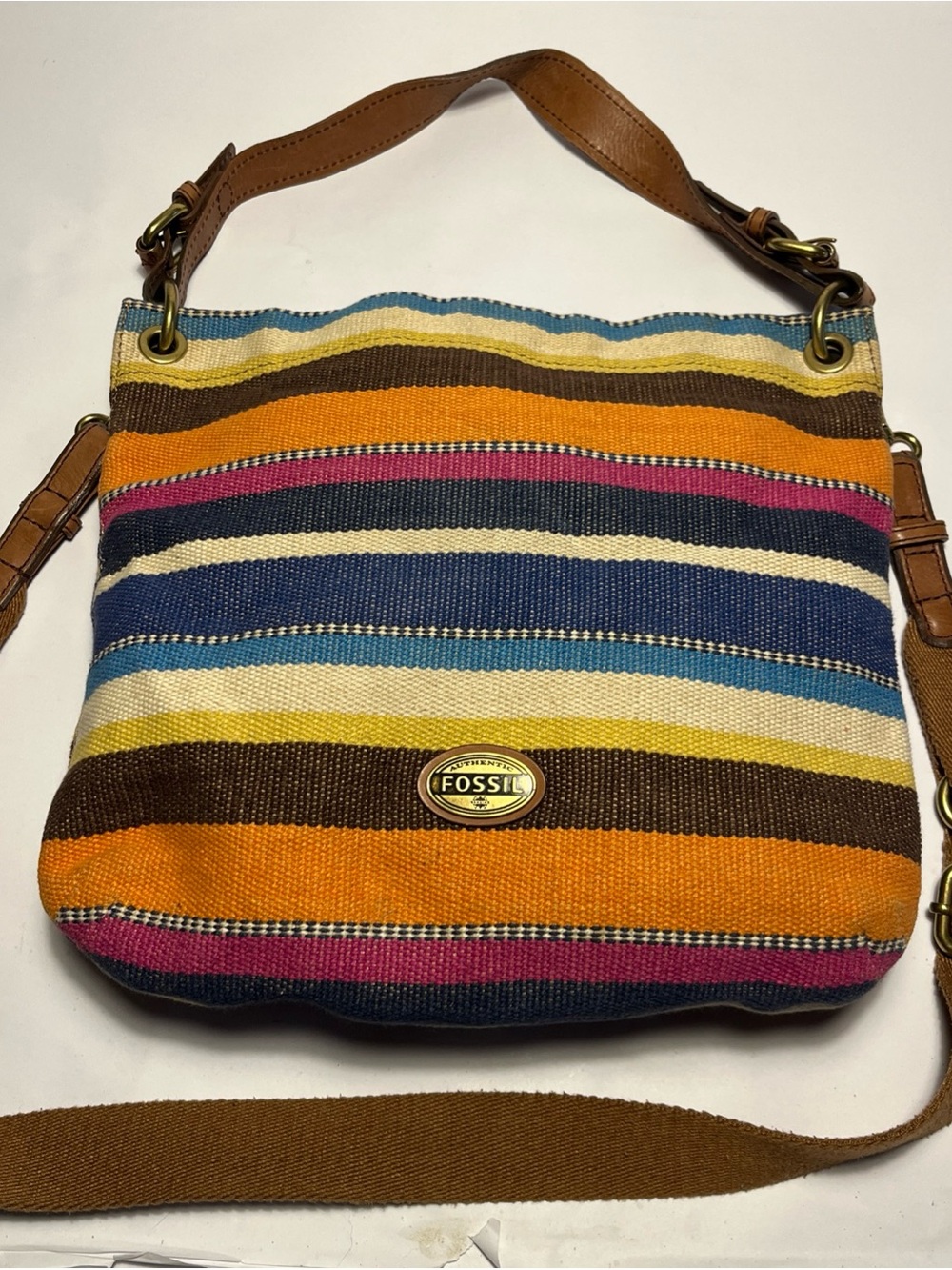 Large Fossil LOT Purse Wallet Floral Crossbody Shoulder Bag Boho Leather Canvas - Picture 11 of 16